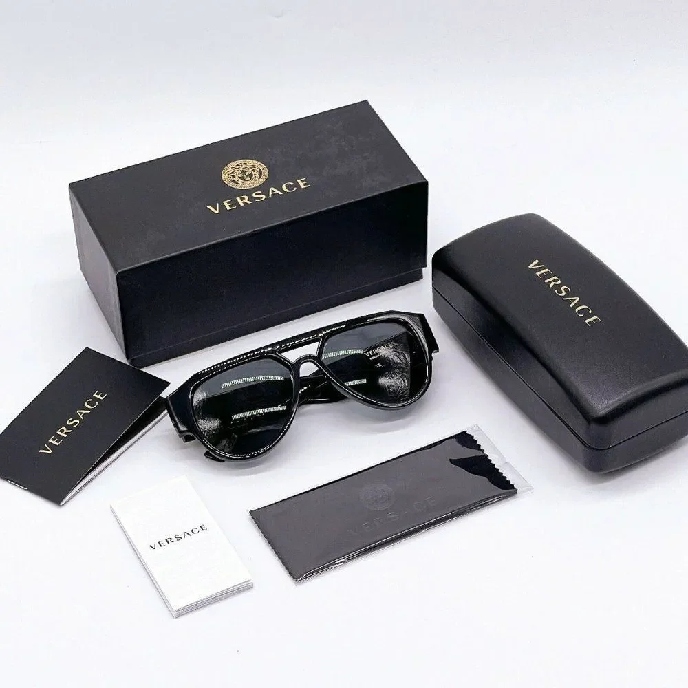New Versace Black Unisex Acetate 57mm Sunglasses